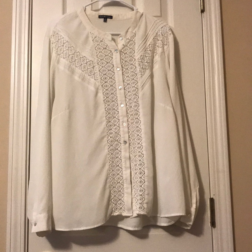 White button down with lace details